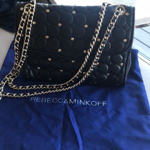 Rebecca minkoff quilted shoulder bag w gold studs